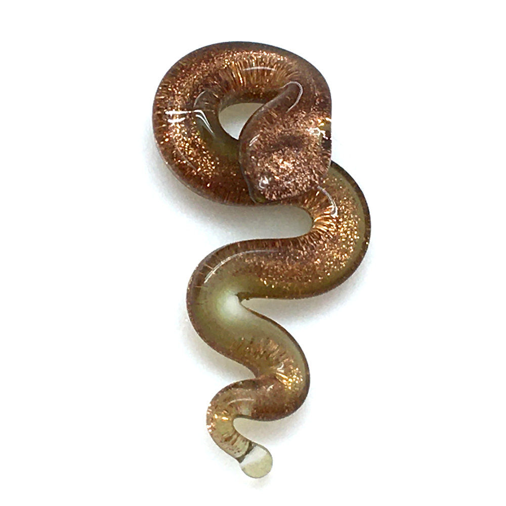 Snake Pendant • Gold Dichroic Lampwork • PE-56LW-SNK-GOLD-1-4 | Smoky Mountain Beads