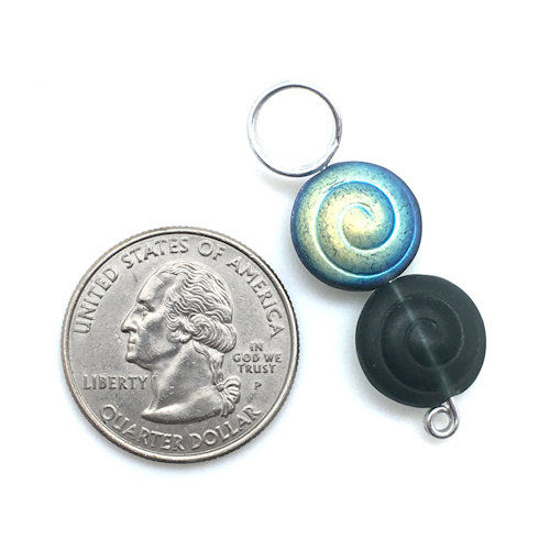 158-13-MX4001 • Cinnamon Bun Matte Black Diamond AB Czech Glass • 14x7mm | Smoky Mountain Beads