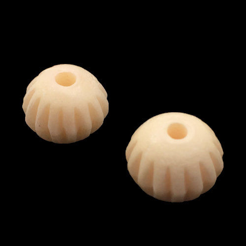 Thumbnail: 166100BONE-V0811FLN • Bone Rondelle Fluted Beads • Pre-1965 • 8-9x11mm | Smoky Mountain Beads