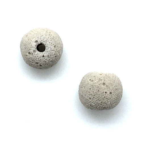 Thumbnail: Volcanic Lava Stone Round Bead • 15mm • 170100VLS-15-WHITE | SmokyMountainBeads.com