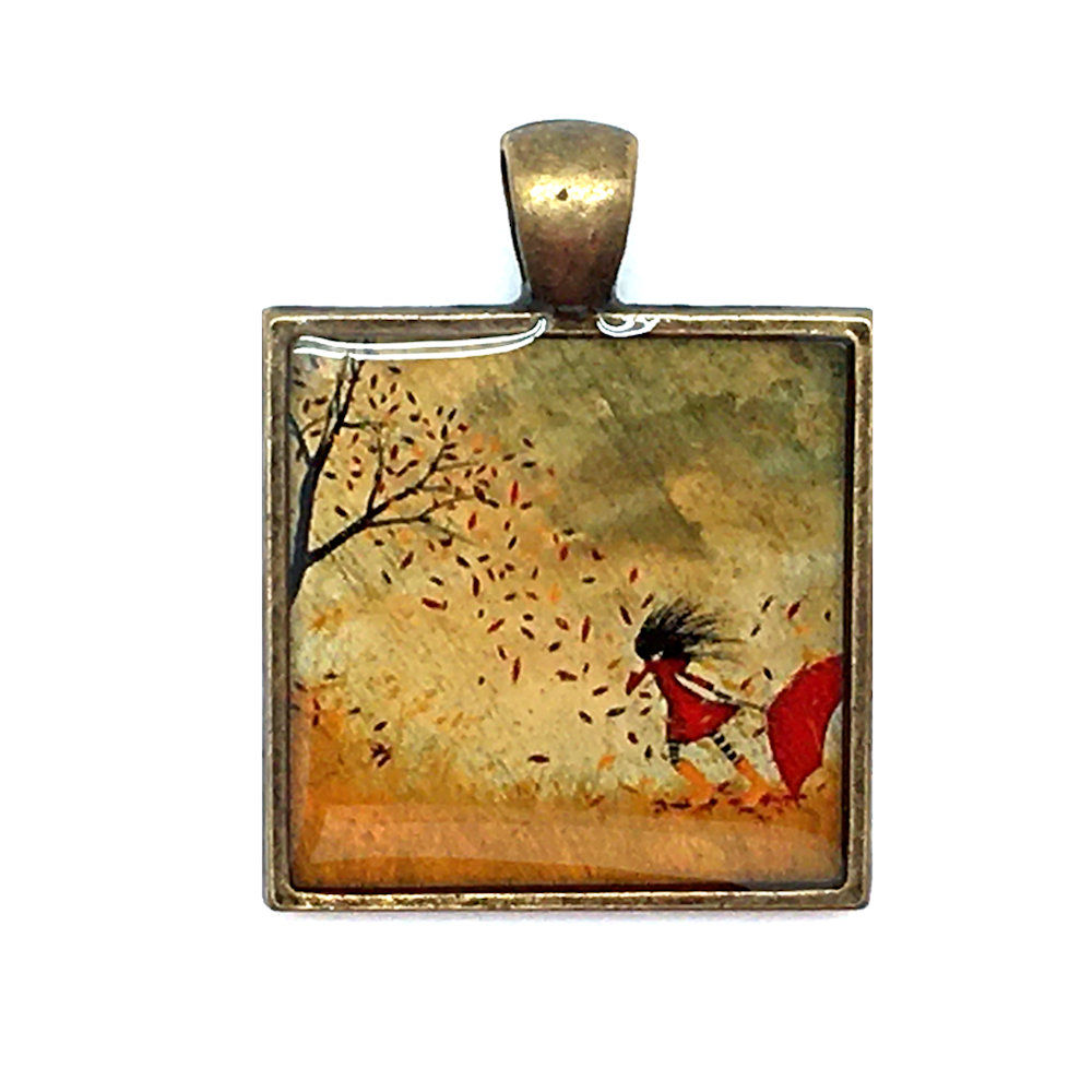 Windy Fall Day Pendant Resin Necklace • 37x28mm • 56100SL-3728A20-FWIND | SmokyMountainBeads.com