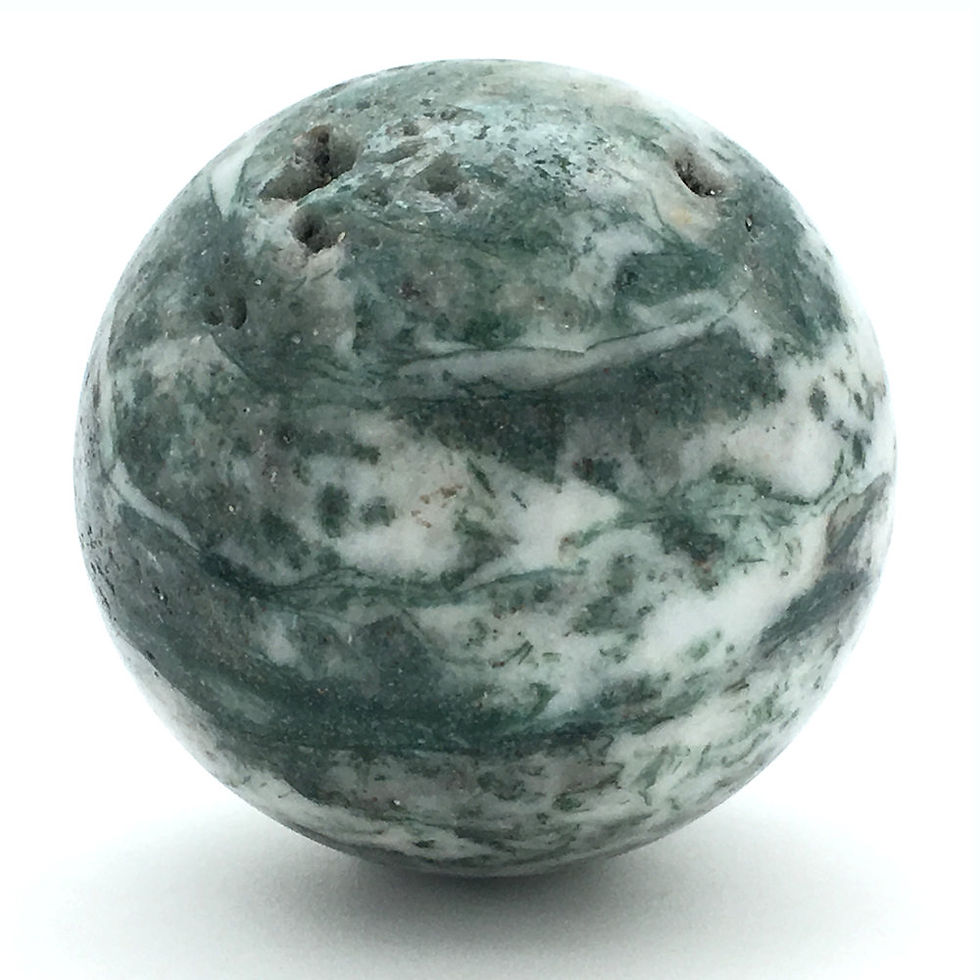 Thumbnail: Tree Agate Sphere • Vugs • Brazil • 161.0 grams ~ 49.9mm 70100ATR