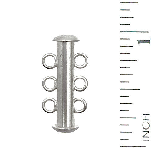 Thumbnail: Slide Lock Clasp • 3-Strand • 21x6mm • Silver-Plated • 44SLD-32106-11 | Smoky Mountain Beads