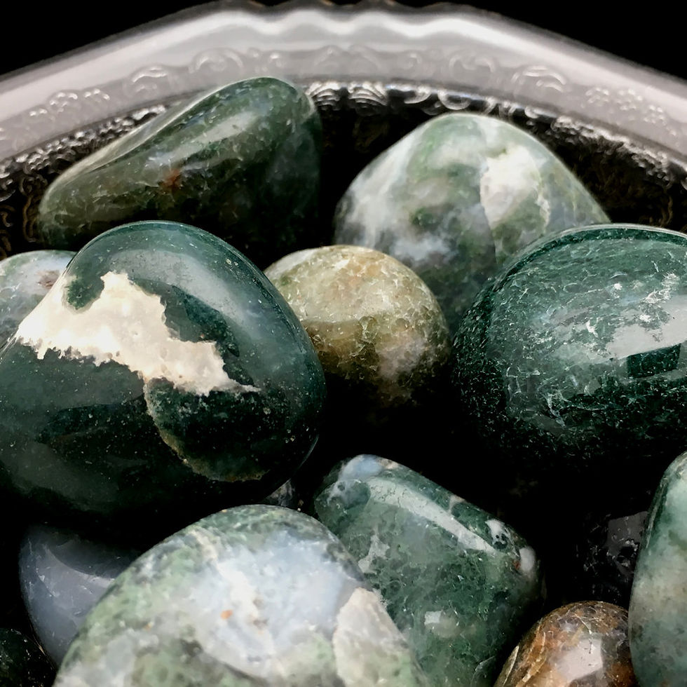 Thumbnail: 50004MOS • Moss Agate Tumbles • Large | SmokyMountainBeads.com