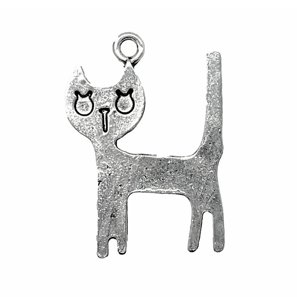 Whimsical Cat Charm • 34x24mm • 26100MTL-C3424-12 | SmokyMountainBeads.com