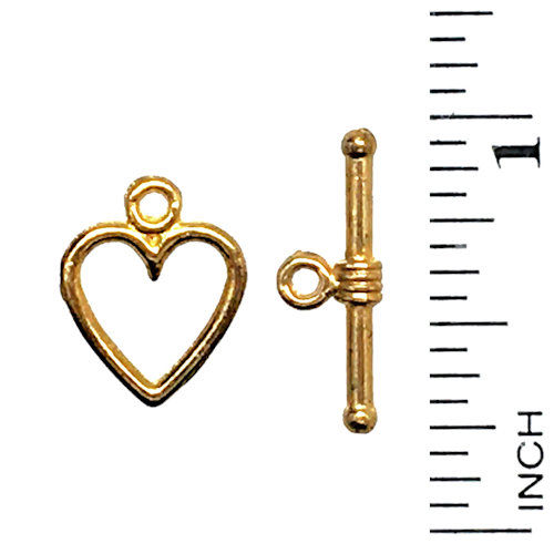 Thumbnail: 44TOG-95-1411-25 • Heart Toggle Clasp • 14x11x1.3mm • Gold-Plated | Smoky Mountain Beads