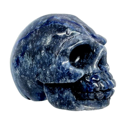 96DU-97-5 • Dumortierite in Quartz Realistic Skull • 52x33x39mm ~ 97.5 grams | SmokyMountainBeads.com