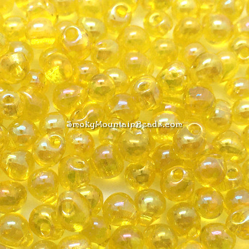 Thumbnail: DP34-252 • Transparent Yellow AB • 3.4mm Drop Beads | Smoky Mountain Beads