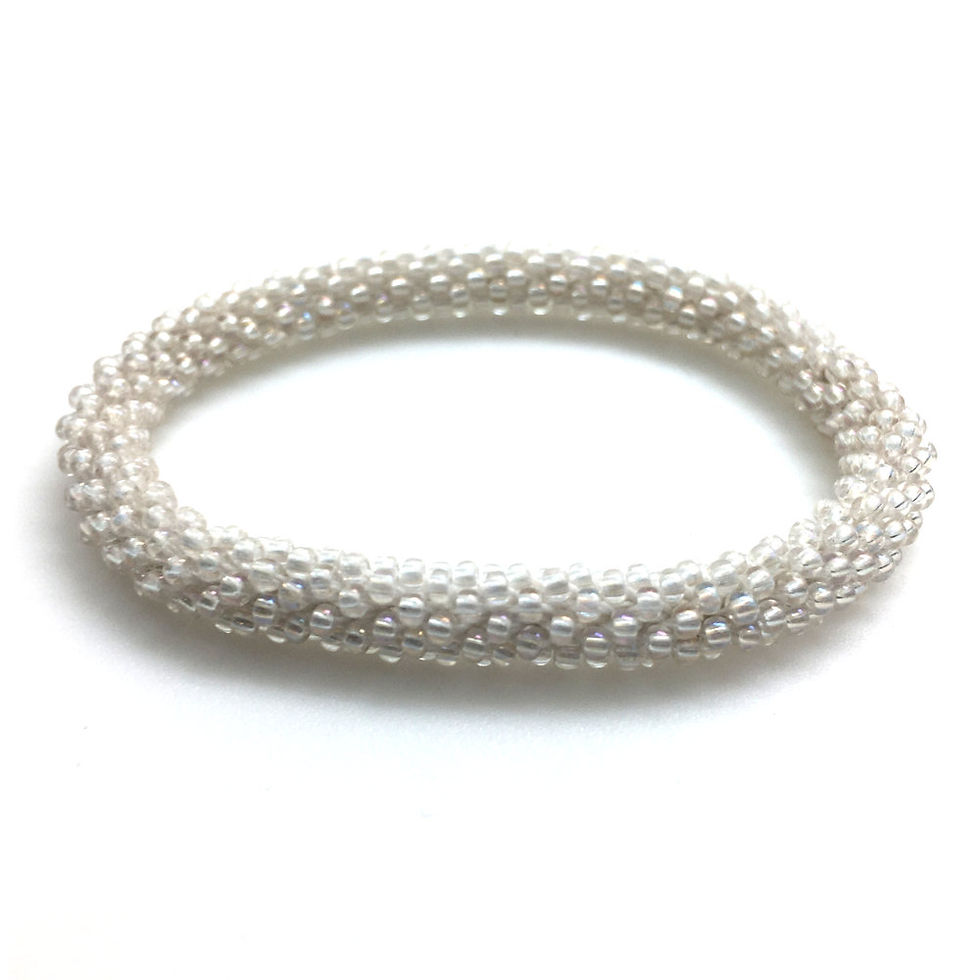 Bead Crochet Bracelet • White • 8-inch • BR0010-08BC-WHITE | SmokyMountainBeads.com