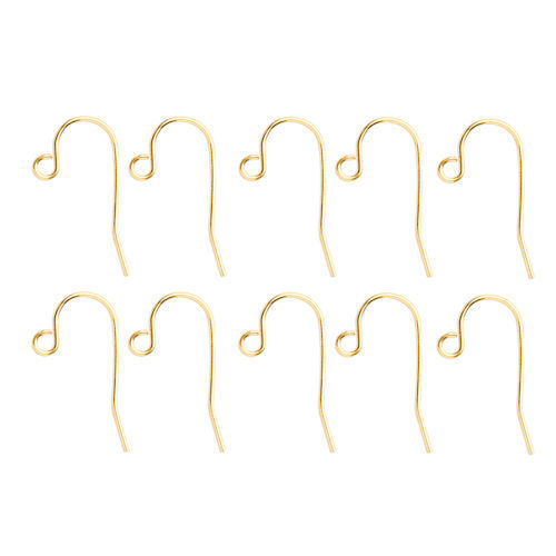 Thumbnail: 4ER-FH-1122-GP • French Ear Wires • Gold • 11mm 22g | SmokyMountainBeads.com