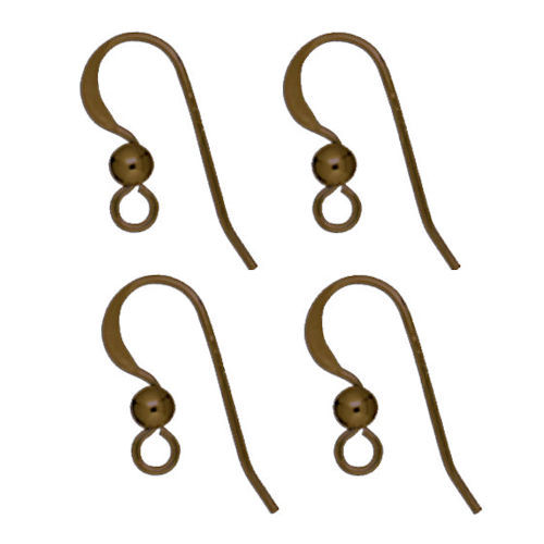 Thumbnail: 4ER-FH-1421FB-BZ • Fishhook Ear Wires • Bronze-Plated Steel • 14mm | SmokyMountainBeads.com