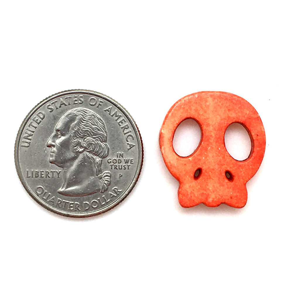 Thumbnail: Magnesite Skull Bead • Orange • 23x21x4mm (1) • SKULL23-OR | SmokyMountainBeads.com