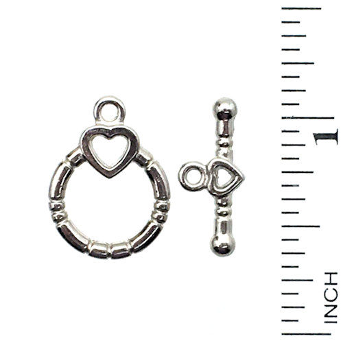 Thumbnail: 44TOG-95-1914-11 • Toggle Clasp • Round Heart • 19x14mm • Silver-Plated | Smoky Mountain Beads