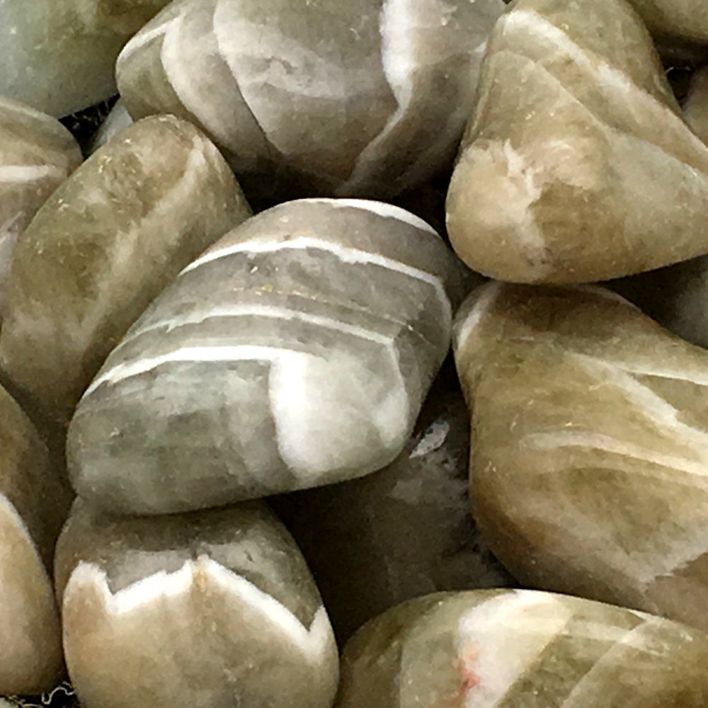 50005PGA • Prasiolite Chevron Tumbles • Extra-Large | SmokyMountainBeads.com