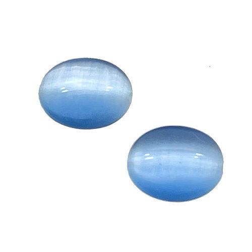 Thumbnail: 169100CE-1008BLU • Cats Eye Flat Oval Beads • HQ • 10x8x5mm | Smoky Mountain Beads