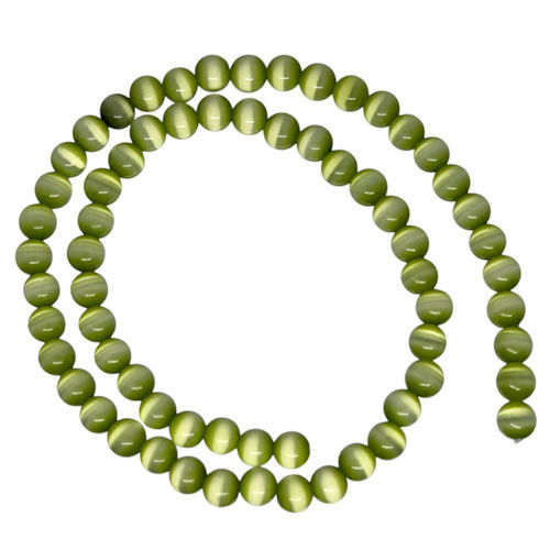 170100CE-06GRNLstr • Cats Eye Round Beads • 6mm • Strand | Smoky Mountain Beads