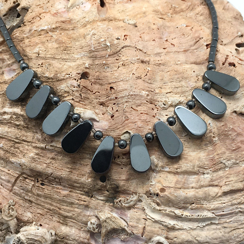Hematite Flat Teardrop Necklace Kit NEK-20100HMT-FTD | smokymountainbeads