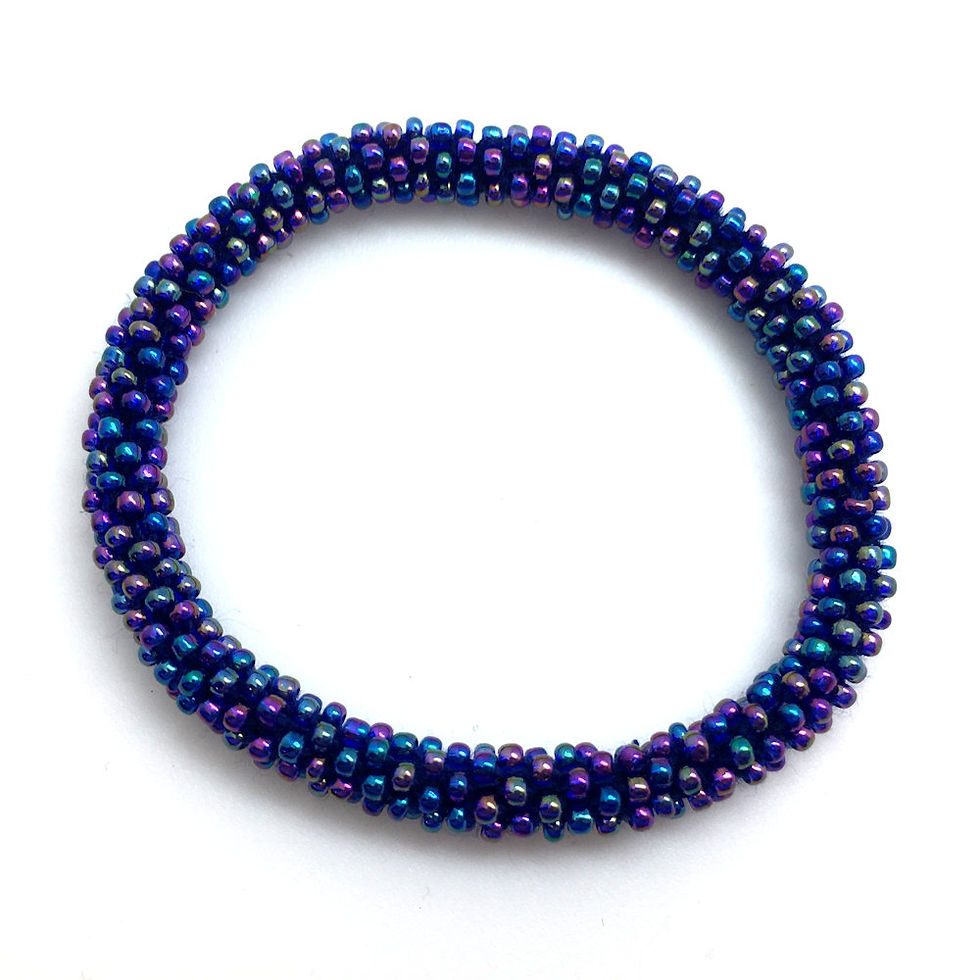 Bead Crochet Bracelet • Cobalt Blue AB • 8-inch • BR0010-08BC-COLBALTAB | SmokyMountainBeads.com