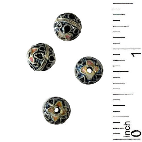 170CLSN-08BD-BLK • Cloisonné Round Bead • Black • 8mm | Smoky Mountain Beads