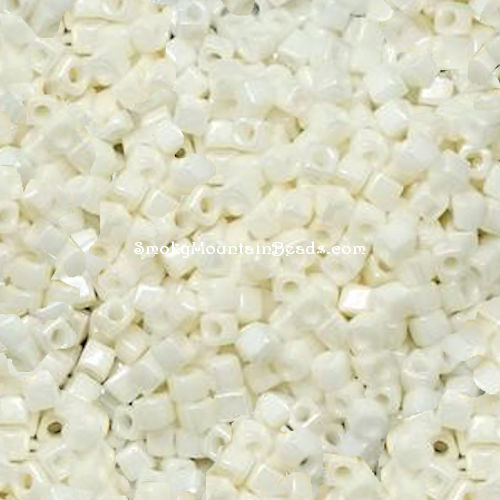 SB3-421 Cream Ceylon 3mm Cube Beads | smokymountainbeads.com