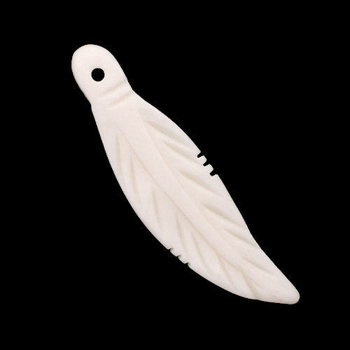 Thumbnail: 187100BONE-4711B • Bone Feather Focal • Bleached • 47x11x3mm | Smoky Mountain Beads
