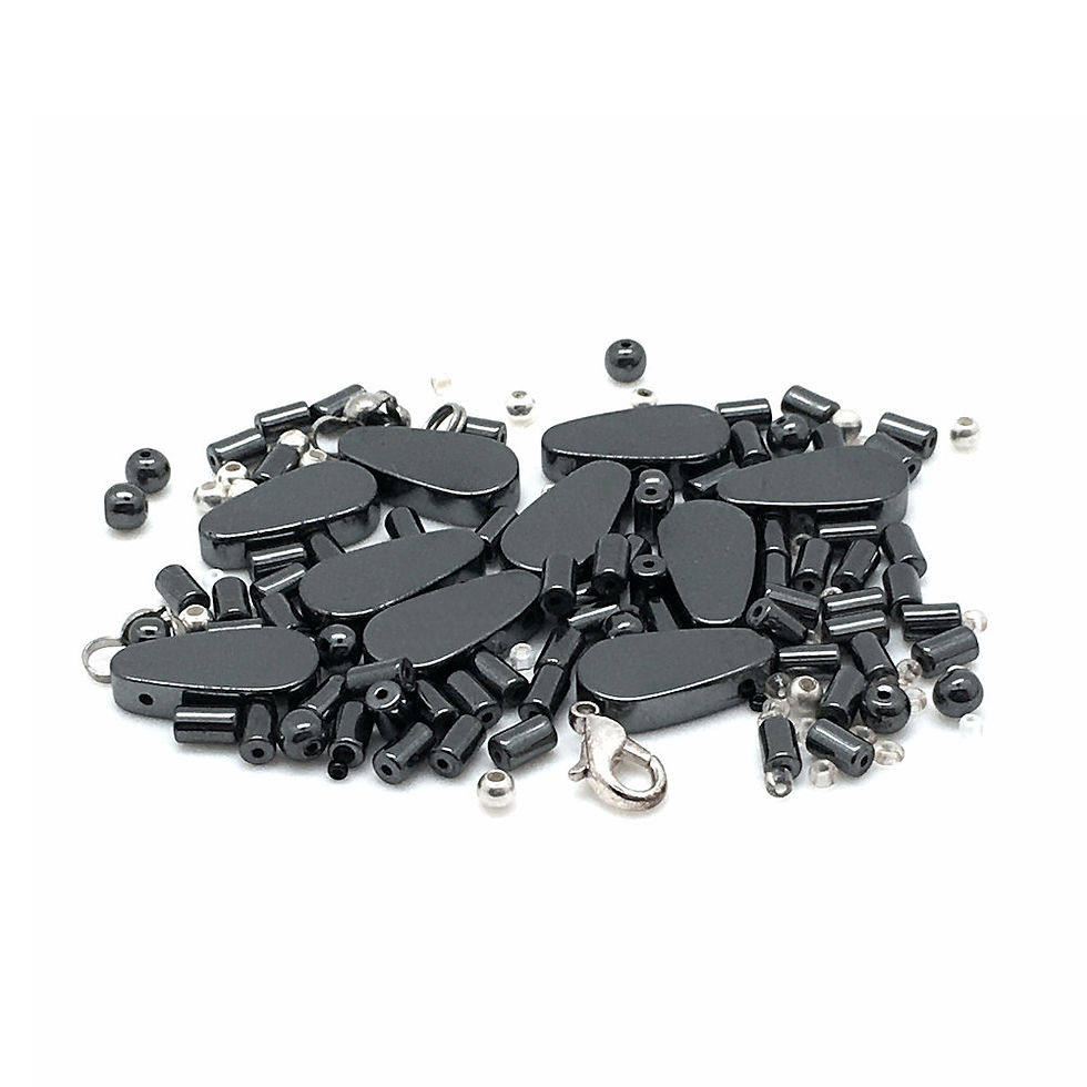 Hematite Flat Teardrop Necklace Kit NEK-20100HMT-FTD | smokymountainbeads