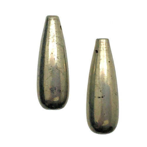 Thumbnail: 177100PYR-B2408B • Pyrite Briolette Teardrops B Grade • 24x8mm | SmokyMountainBeads.com