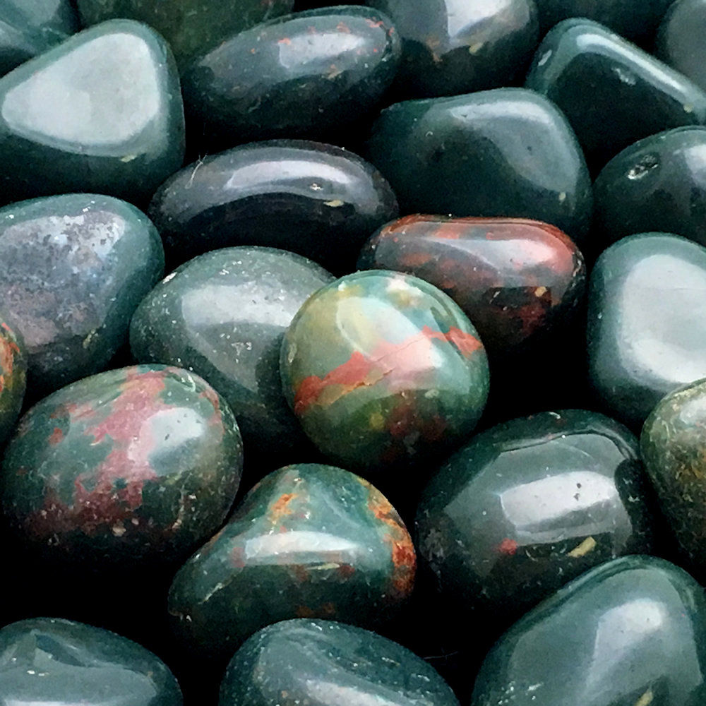 50002BLSi • Bloodstone Tumbles • Small • India | SmokyMountainBeads.com