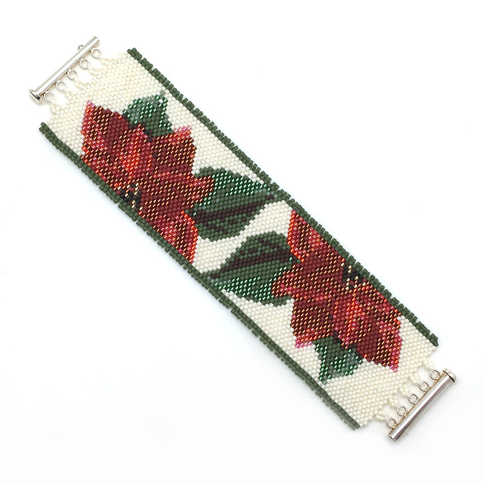 Poinsettia Weaved Bracelet • S10BR047 | SmokyMountainBeads.com