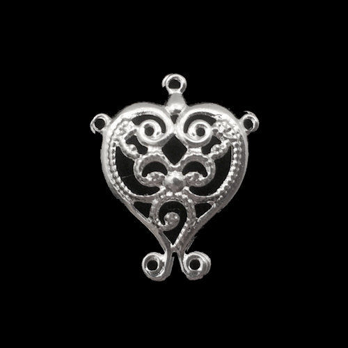 Heart Filigree Chandelier Link • 15x12mm • Silver-Plated • 41-951512-11 | SmokyMountainBeads.com