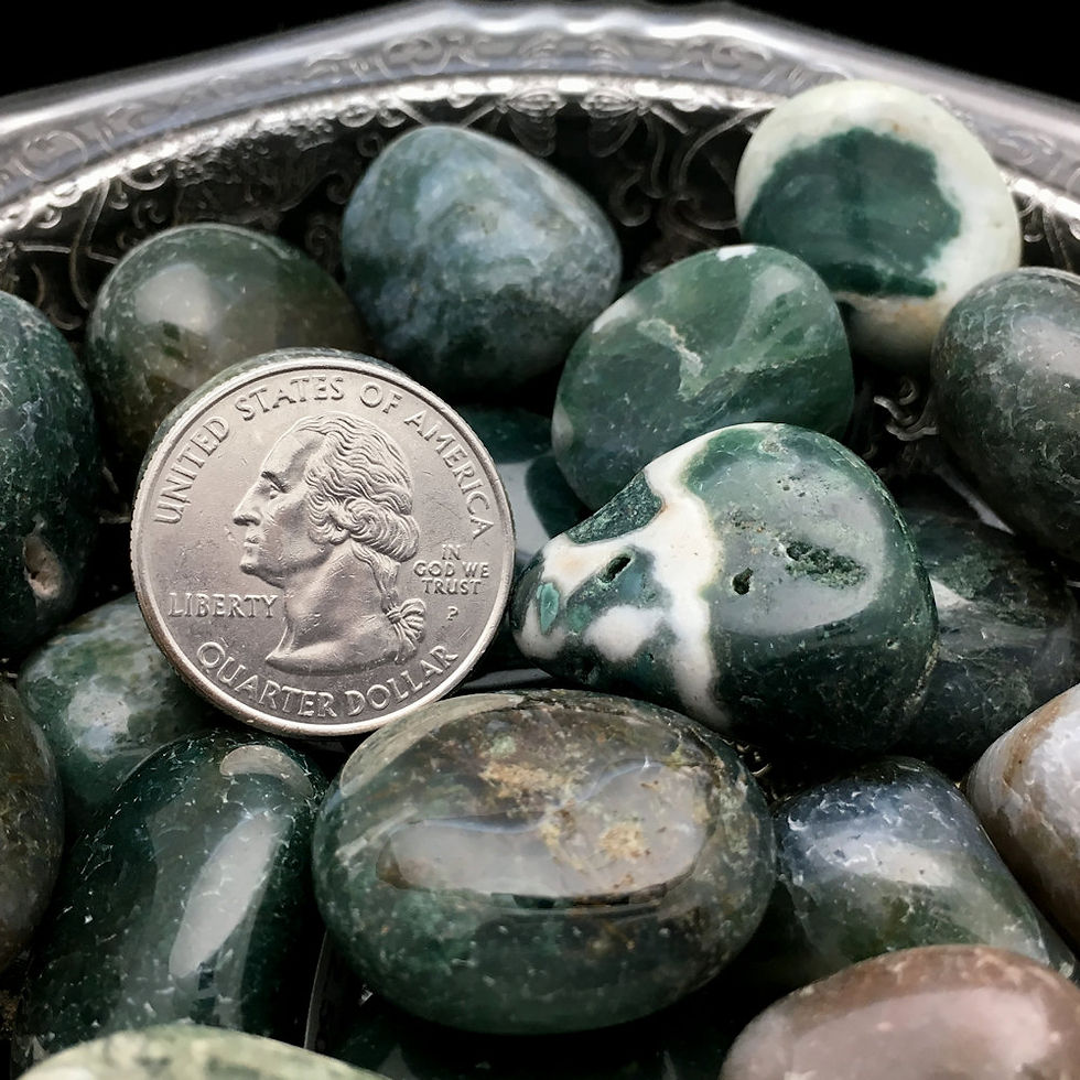 Thumbnail: 50003MOS • Moss Agate Tumbles • Medium | SmokyMountainBeads.com