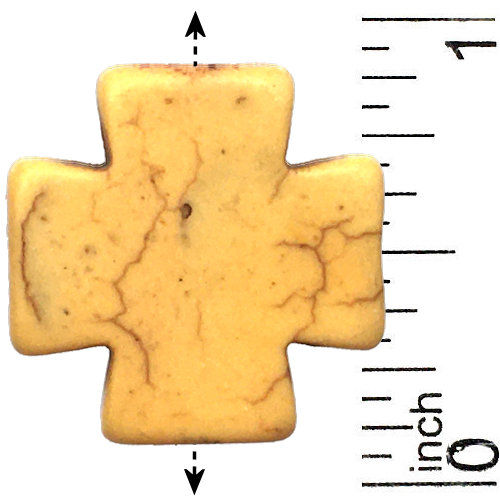 125100MA-F2020SWISS-YLW • Magnesite Swiss Cross Bead • 20x20x5mm | SmokyMountainBeads.com