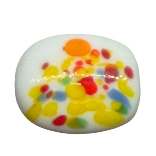 169-1512F-198GL • Oval • White Speckled Flat • Glass • 15x12mm | Smoky Mountain Beads