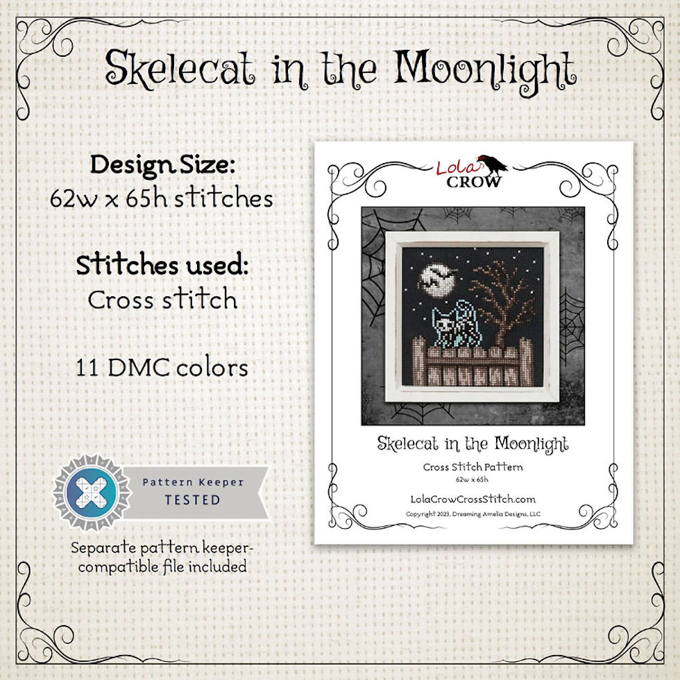 Thumbnail: Skelecat in the Moonlight • Leaflet • Lola Crow | Smoky Mountain Beads, Crystals & More