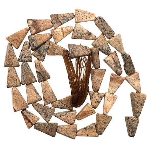 Picture Jasper Triangle Beads • 9x6x3mm • 173100JP-F0906-14 | SmokyMountainBeads.com