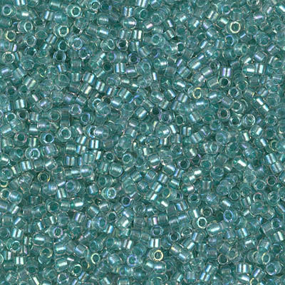 DB1767 Sparkling Aqua Green-Lined Crystal AB Delica 11/0 Seed Beads | SmokyMountainBeads.com