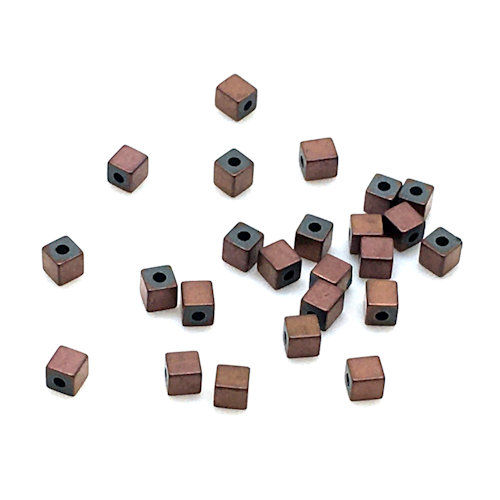 Thumbnail: 121100HMT-0202C • Hematite Copper-Plated Cube Beads • 2.2x2.2mm | smokymountainbeads.com