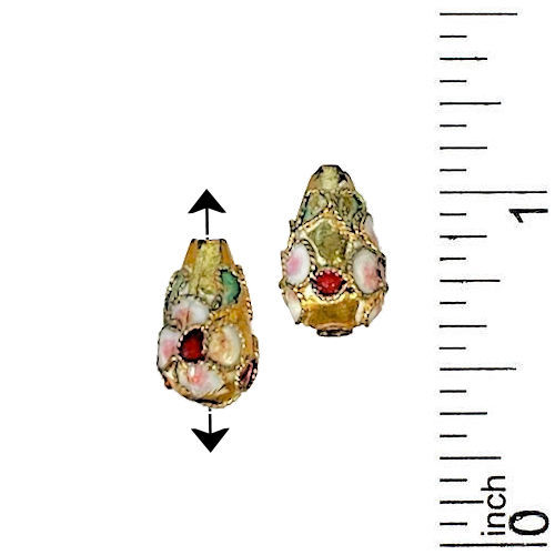 177CLSN-TW-1206GLD • Cloisonné Teardrop Beads • Gold • 13x8mm | Smoky Mountain Beads