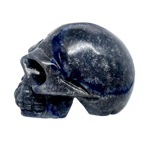 Thumbnail: 96DU-93-1 • Dumortierite in Quartz Realistic Skull • 50x32x39mm ~ 93.1 grams | SmokyMountainBeads.com