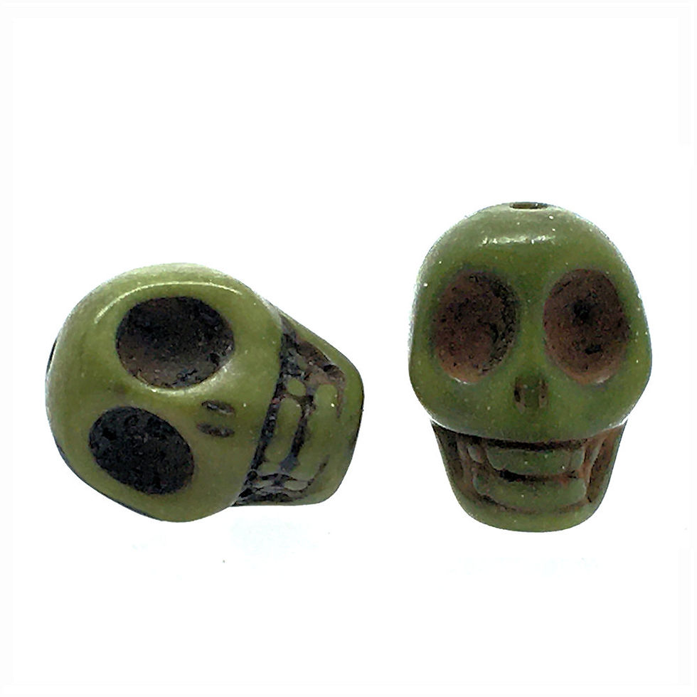Magnesite Skull Beads • Olive Green • 18x14mm (2) • SKULL18-1814GR | SmokyMountainBeads.com