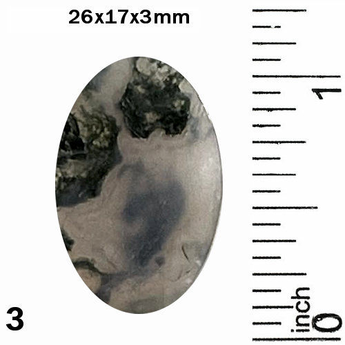 Thumbnail: #3 55MOS-69-2517F Moss Agate Flat Oval Cabochons 26x17x3mm | SmokyMountainBeads.com