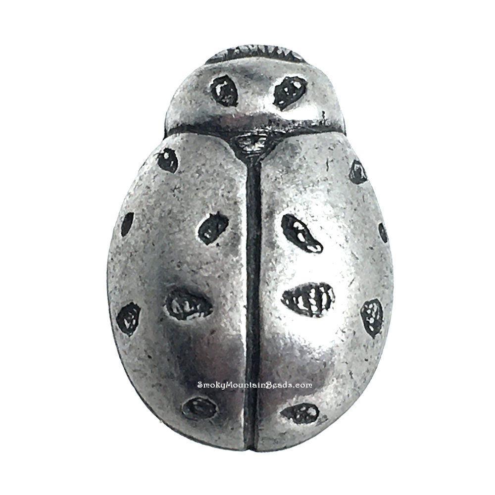 Ladybug Pewter Shank Button • 16x11mm • DF0014-50 | SmokyMountainBeads.com