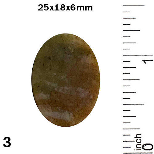 Thumbnail: 55MOS-69-2518-3 Moss Agate Oval Cabochon 25x18mm | SmokyMountainBeads.com