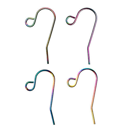 Thumbnail: 4ER-304-1322-48 • French  • Stainless Steel • Rainbow • 13mm 18G | SmokyMountainBeads.com