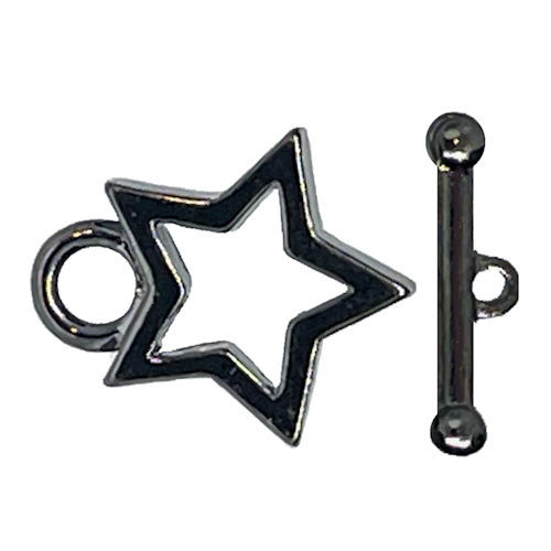 Thumbnail: 44TOG-27-1815-13 • Toggle Clasp • Star • 18x15mm • Gunmetal-Plated | Smoky Mountain Beads