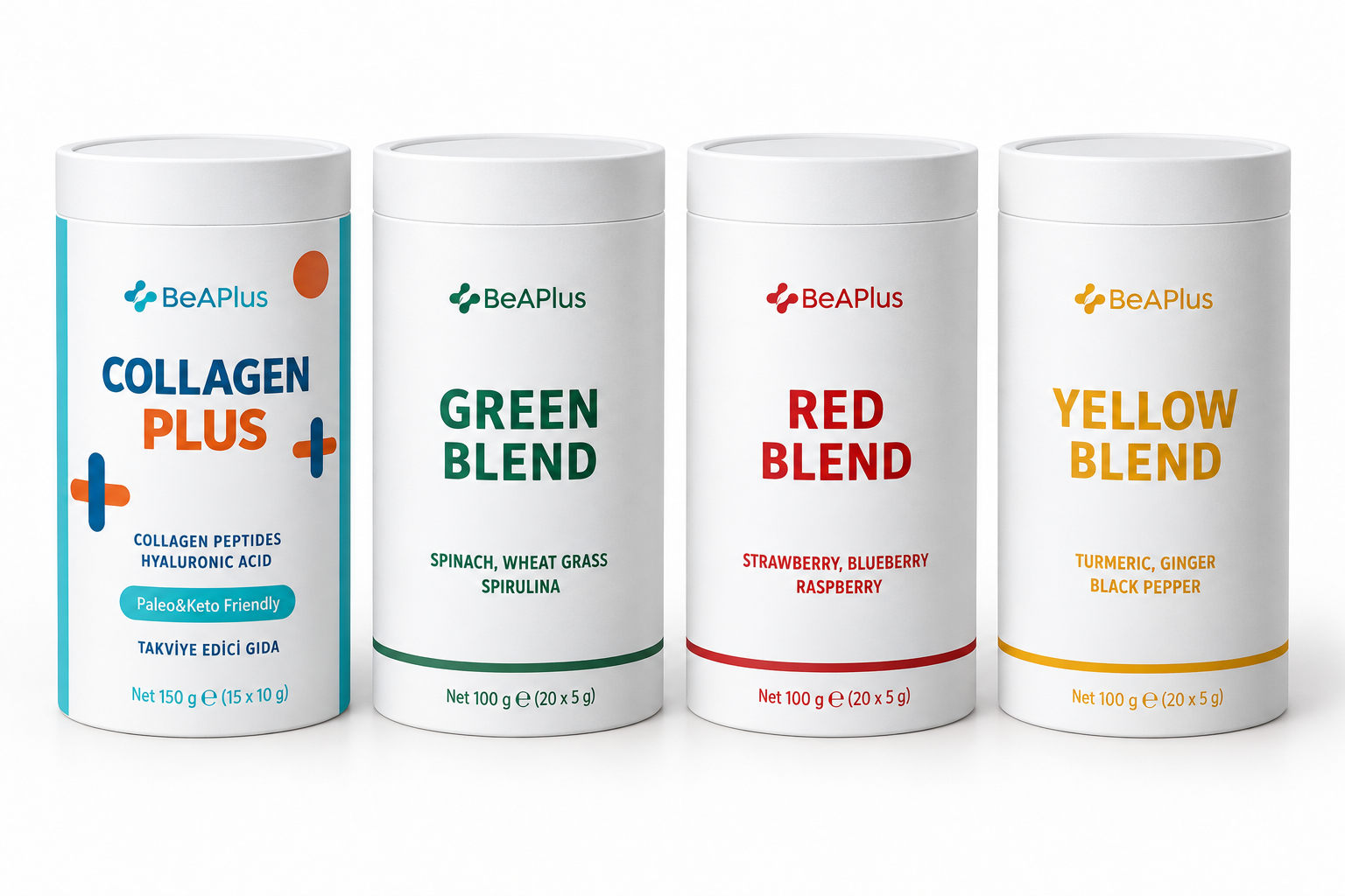 Beaplus Collagen Plus, Green Blend, Red Blend ve Yellow Blend