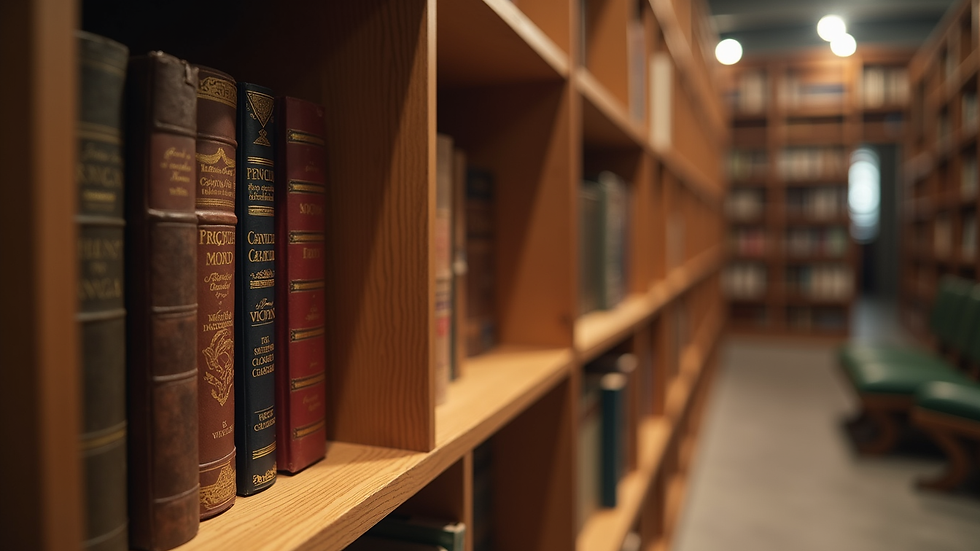 Eye-level view of a beautifully crafted wooden bookshelf