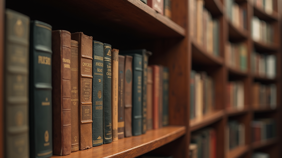 Eye-level view of a beautifully crafted wooden bookshelf filled with books