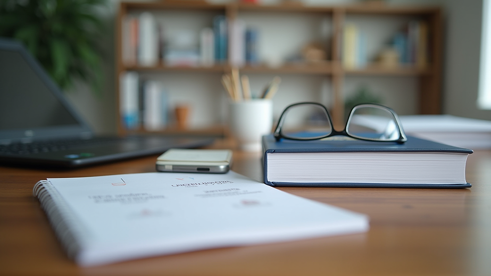 Eye-level view of a study desk with USMLE prep books and notes