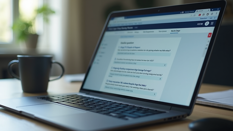 Close-up view of a laptop screen showing USMLE practice questions